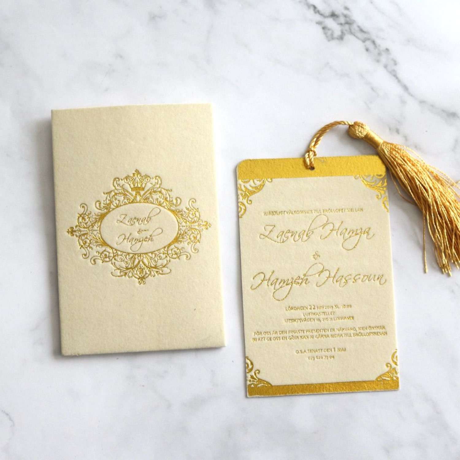 Velvet Invitation with Velvet Pocket Wedding Card with Tassel